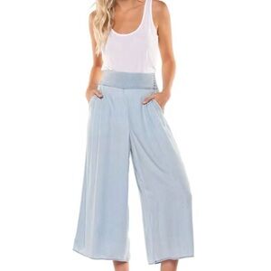 NWT Dex Plus Size Pull-On Wide Leg Tencel Pant - Pastel Blue Wash - 1X